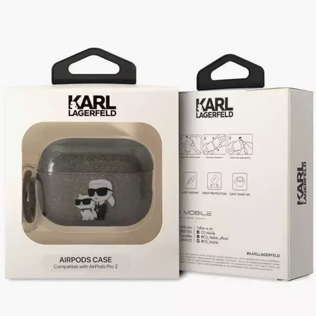 Karl Lagerfeld KLAP2HNKCTGK Airpods Pro 2 cover black/black Gliter Karl&amp Choupette 3