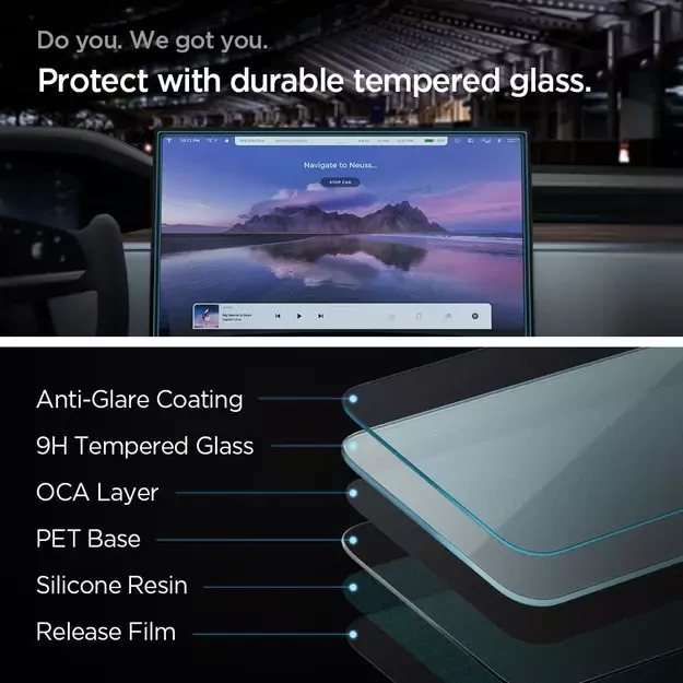 Spigen Glas.tR EZ Fit Tempered Glass for Tesla Model X 2022 / Model S 2021 - Black 10
