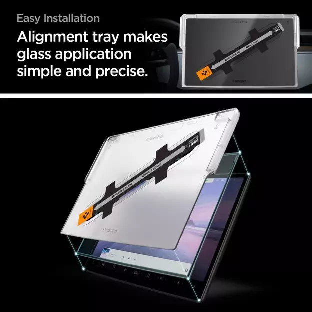 Spigen Glas.tR EZ Fit Tempered Glass for Tesla Model X 2022 / Model S 2021 - Black 9