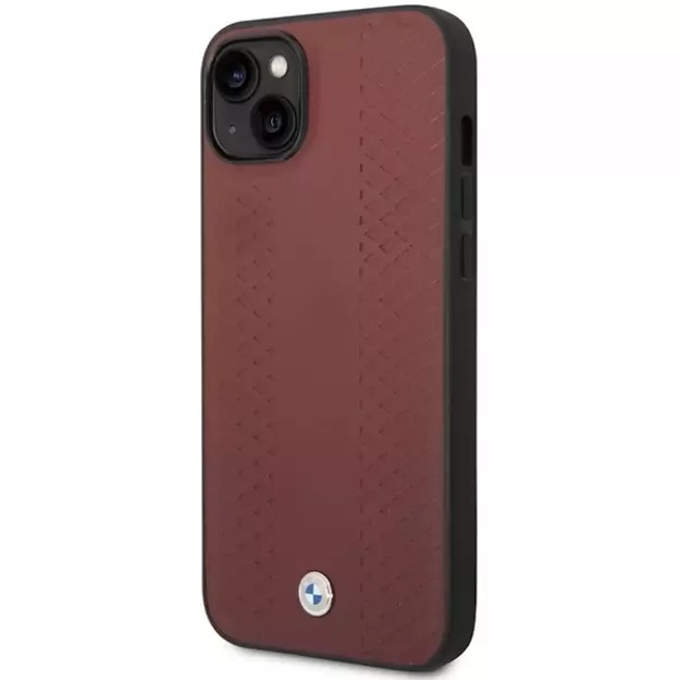 Case BMW BMHCP14S22RFGR iPhone 14 6.1&quot  Burgundy/burgundy Leather Diamond Pattern 1