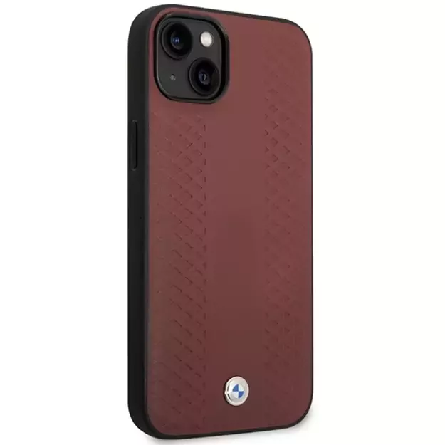 Case BMW BMHCP14S22RFGR iPhone 14 6.1&quot  Burgundy/burgundy Leather Diamond Pattern 3