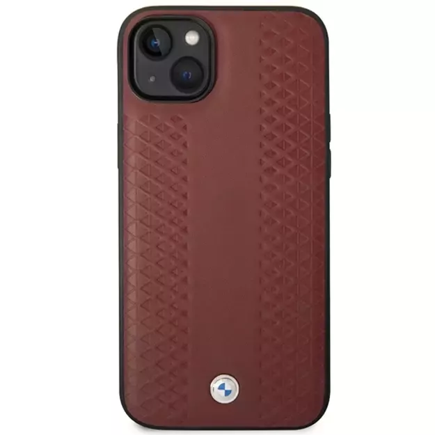 Case BMW BMHCP14S22RFGR iPhone 14 6.1&quot  Burgundy/burgundy Leather Diamond Pattern 2