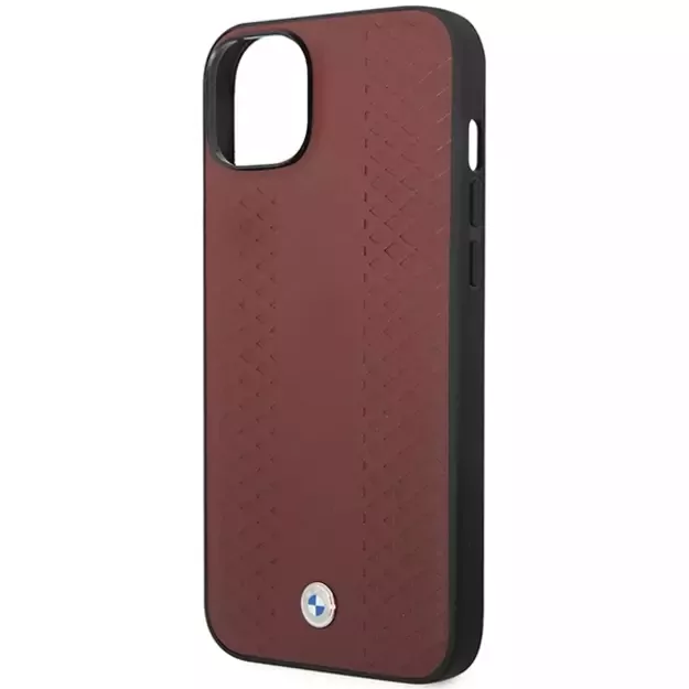 Case BMW BMHCP14S22RFGR iPhone 14 6.1&quot  Burgundy/burgundy Leather Diamond Pattern 5
