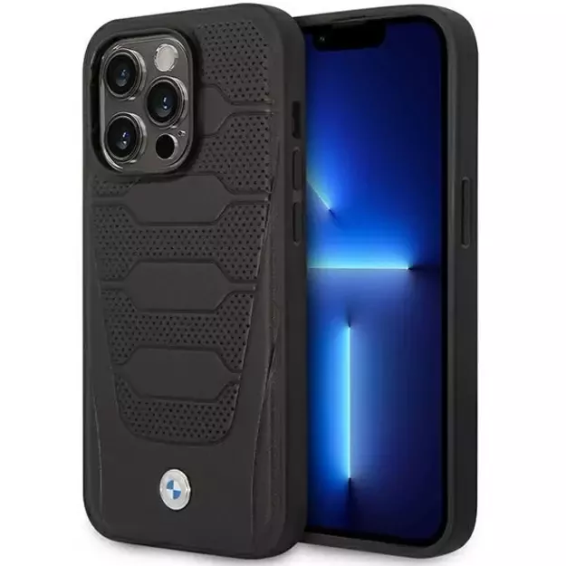 Case BMW BMHMP14L22RPSK iPhone 14 Pro 6.1&quot  black/black Leather Seats Pattern MagSafe