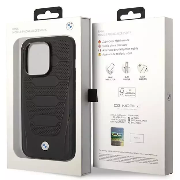 Case BMW BMHMP14L22RPSK iPhone 14 Pro 6.1&quot  black/black Leather Seats Pattern MagSafe 7