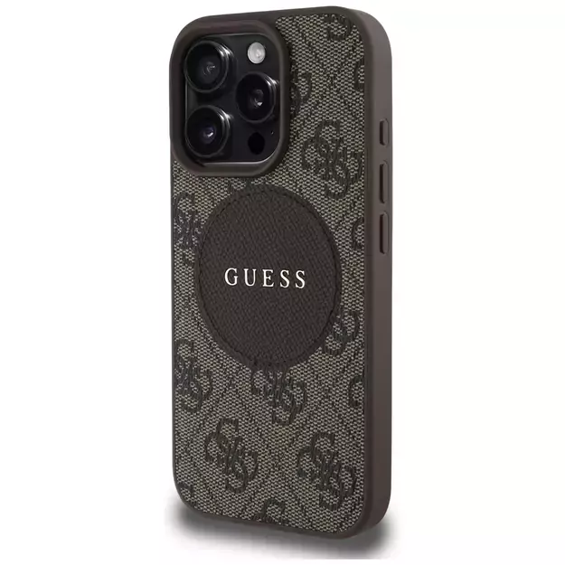 Guess 4G Circle Classic Logo MagSafe case for iPhone 16 Pro - brown 1