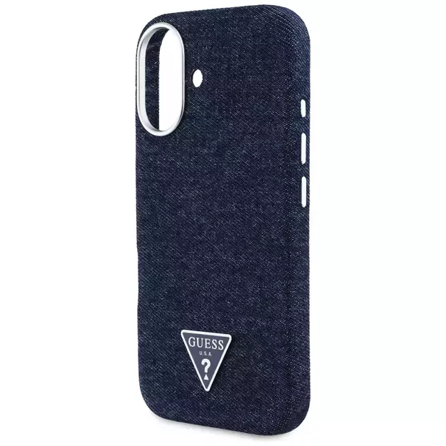Guess Denim Triangle Logo MagSafe iPhone 16 Case - Blue 5