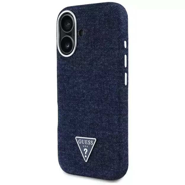 Guess Denim Triangle Logo MagSafe iPhone 16 Case - Blue 1
