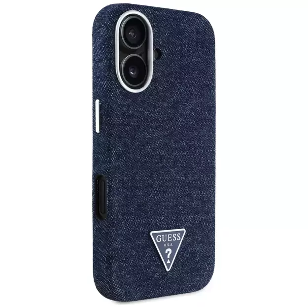 Guess Denim Triangle Logo MagSafe iPhone 16 Case - Blue 3