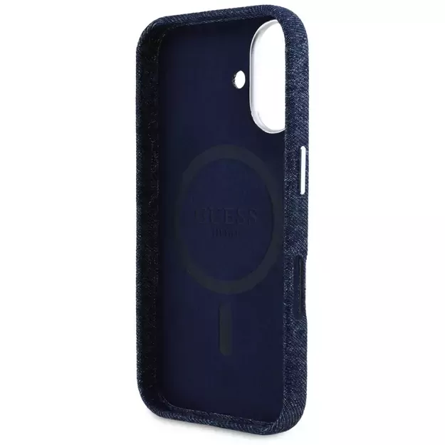 Guess Denim Triangle Logo MagSafe iPhone 16 Case - Blue 6