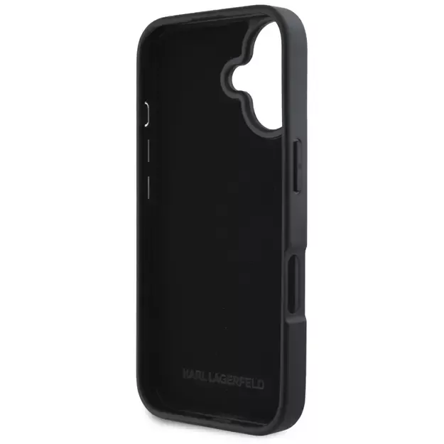 Karl Lagerfeld HC Grained PU Cardslot Metal Elong iPhone 16 Case - Black 6
