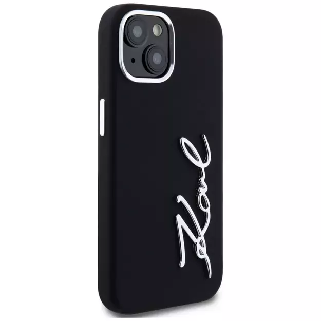 Karl Lagerfeld Silicone Metal Script Logo iPhone 15 Case - Black 10