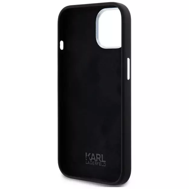 Karl Lagerfeld Silicone Metal Script Logo iPhone 15 Case - Black 13
