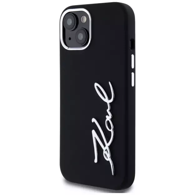 Karl Lagerfeld Silicone Metal Script Logo iPhone 15 Case - Black 8