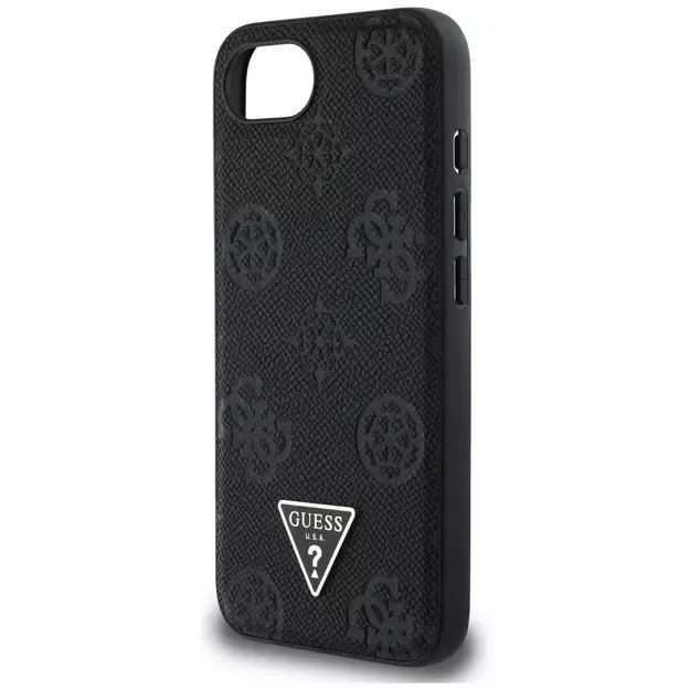 Guess Grained Hot Stamp Peony Triangle Logo MagSafe Case for iPhone 16e - Black 5