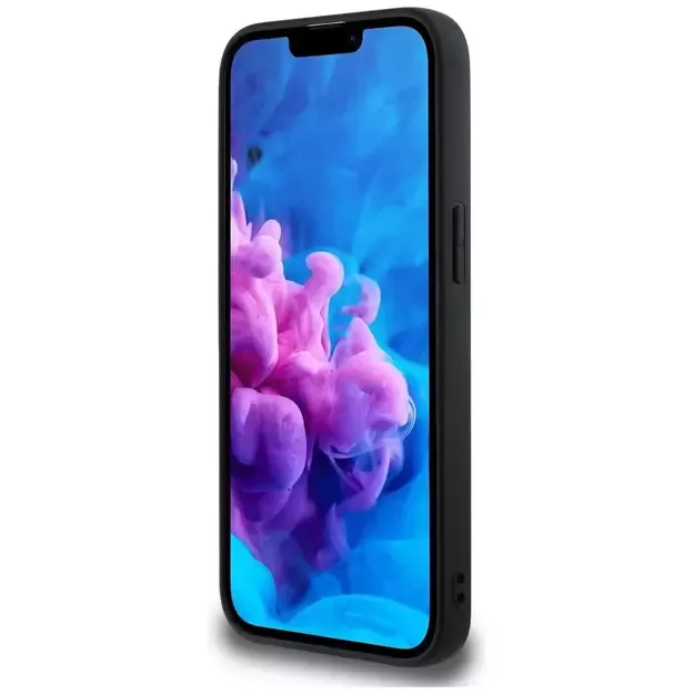 Guess Grained Hot Stamp Peony Triangle Logo MagSafe Case for iPhone 16e - Black 4