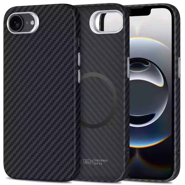 Tech-Protect Ion Carbon MagSafe iPhone 16e Case - Black/Grey