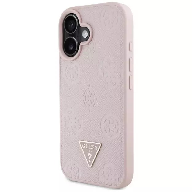 Guess Grained Hot Stamp Peony Triangle Logo MagSafe iPhone 16 Case - Pink 1