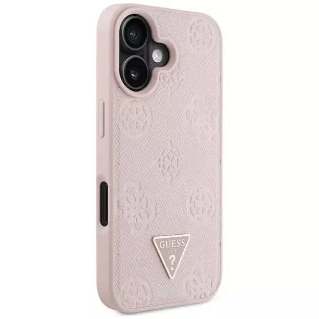 Guess Grained Hot Stamp Peony Triangle Logo MagSafe iPhone 16 Case - Pink 3