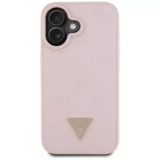 Guess Grained Hot Stamp Peony Triangle Logo MagSafe iPhone 16 Case - Pink 2