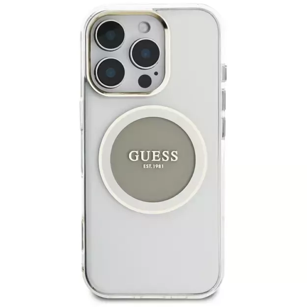 Guess IML Metal Colored Circle Classic Logo MagSafe case for iPhone 16 Pro Max - gray 2
