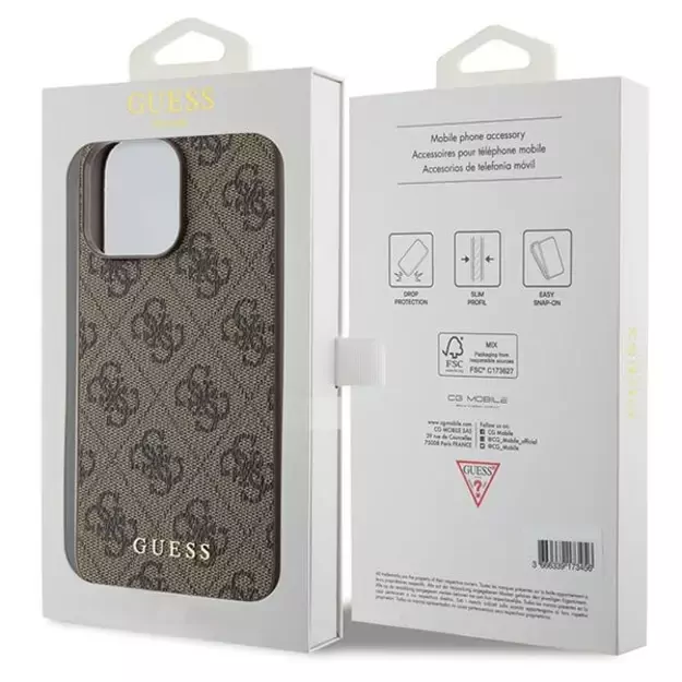 Guess 4G Metal Gold Logo case for iPhone 15 Pro Max - brown 14