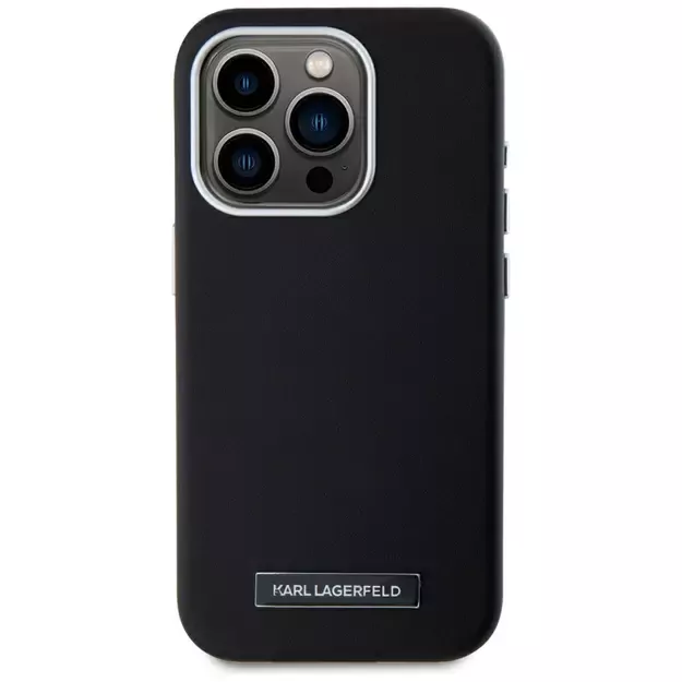 Karl Lagerfeld FW Metal Plate MagSafe iPhone 15 Pro Case - Black 9