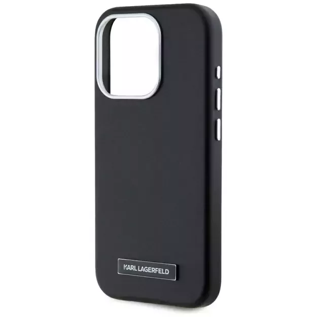 Karl Lagerfeld FW Metal Plate MagSafe iPhone 15 Pro Case - Black 12
