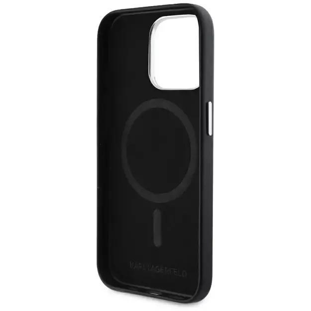 Karl Lagerfeld FW Metal Plate MagSafe iPhone 15 Pro Case - Black 13