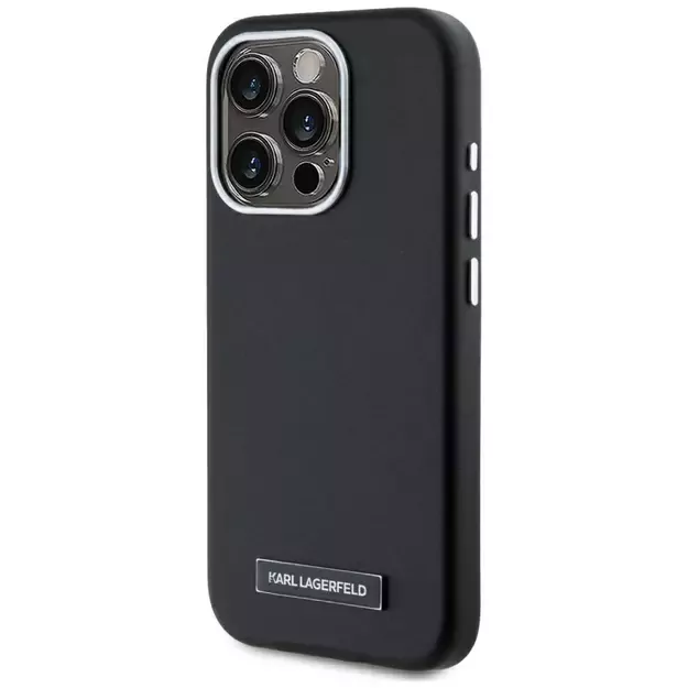 Karl Lagerfeld FW Metal Plate MagSafe iPhone 15 Pro Case - Black 8