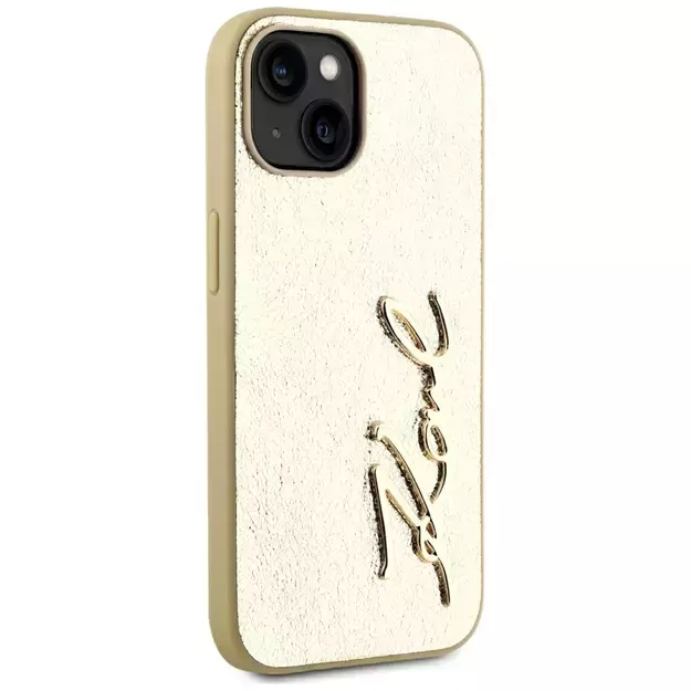 Karl Lagerfeld Wrinkled Metal Signature iPhone 15 Case - Gold 3