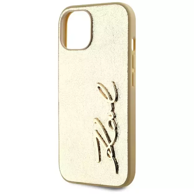 Karl Lagerfeld Wrinkled Metal Signature iPhone 15 Case - Gold 5
