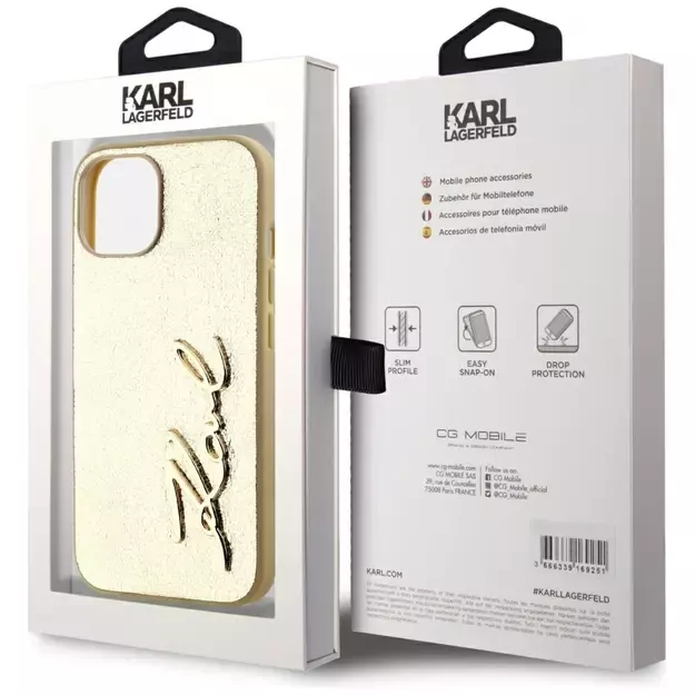 Karl Lagerfeld Wrinkled Metal Signature iPhone 15 Case - Gold 7