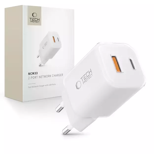 Tech-Protect NCM33W 2-port PD33W/QC3.0 wall charger - white