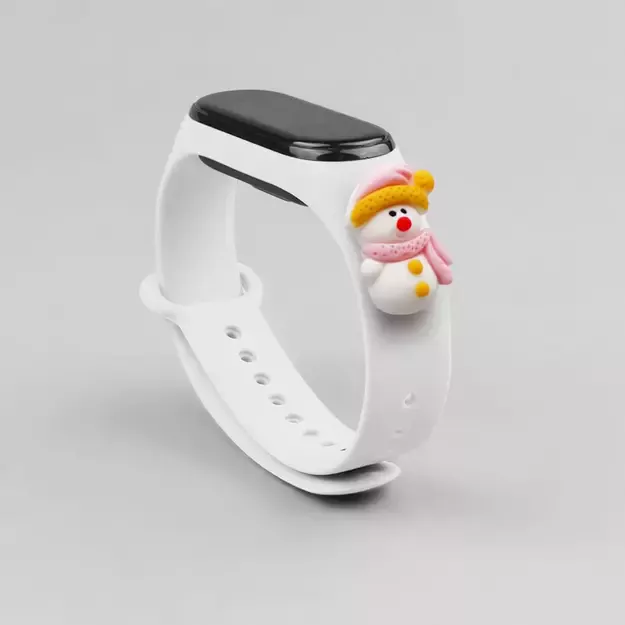 Strap Xmas for Xiaomi Mi Band 3 / 4 Christmas Silicone Strap Bracelet with Snowman - White 1
