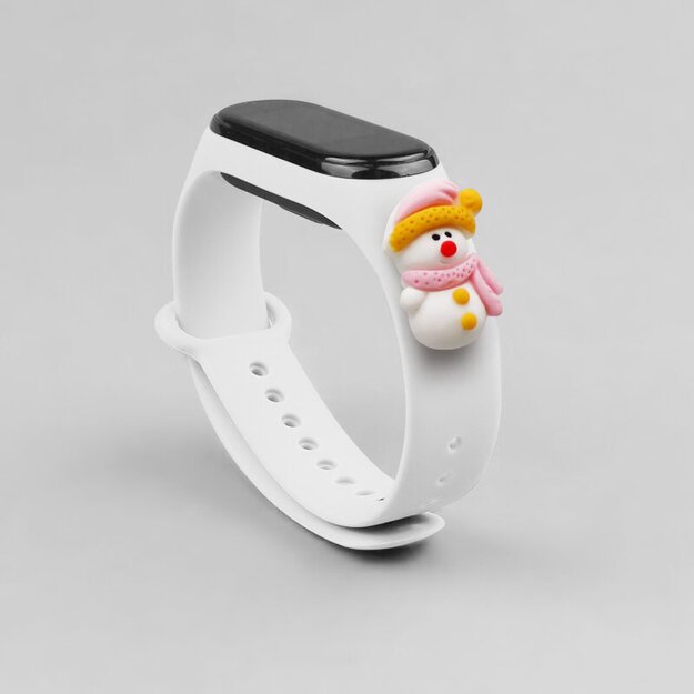 Strap Xmas for Xiaomi Mi Band 3 / 4 Christmas Silicone Strap Bracelet with Snowman - White 2