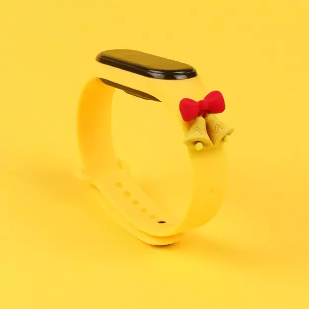 Strap Xmas for Xiaomi Mi Band 5 / 6 Christmas Silicone Bracelet Strap with Bells - Yellow 1