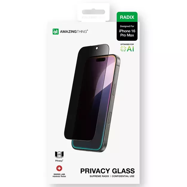 AmazingThing Radix Privacy Glass Privacy Tempered Glass for iPhone 16 Pro Max 10