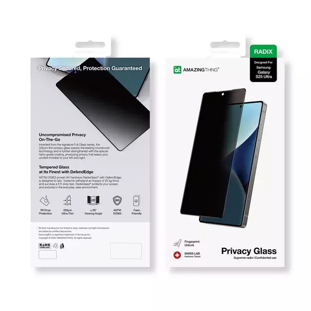 AmazingThing Radix Privacy Glass Privacy Tempered Glass for Samsung Galaxy S25 Ultra 3