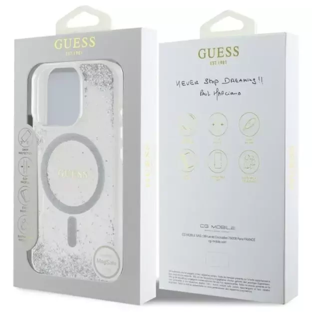 Guess Resin Gradient Glitter MagSafe case for iPhone 16 Pro - silver 7
