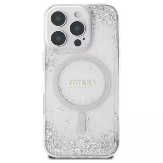 Guess Resin Gradient Glitter MagSafe case for iPhone 16 Pro - silver 2