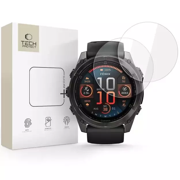 Tech-Protect Glass Fit+ 2-pack tempered glass for Garmin Fenix 8 51mm - clear