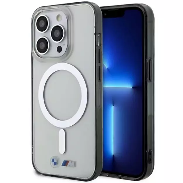 Case BMW BMHMP14LHCRS iPhone 14 Pro 6.1&quot  transparent hardcase Silver Ring MagSafe