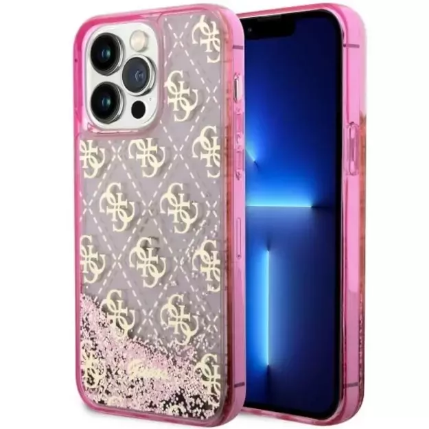 Guess GUHCP14XLC4PSGP iPhone 14 Pro Max 6.7  pink/pink hardcase Liquid Glitter 4G Transculent