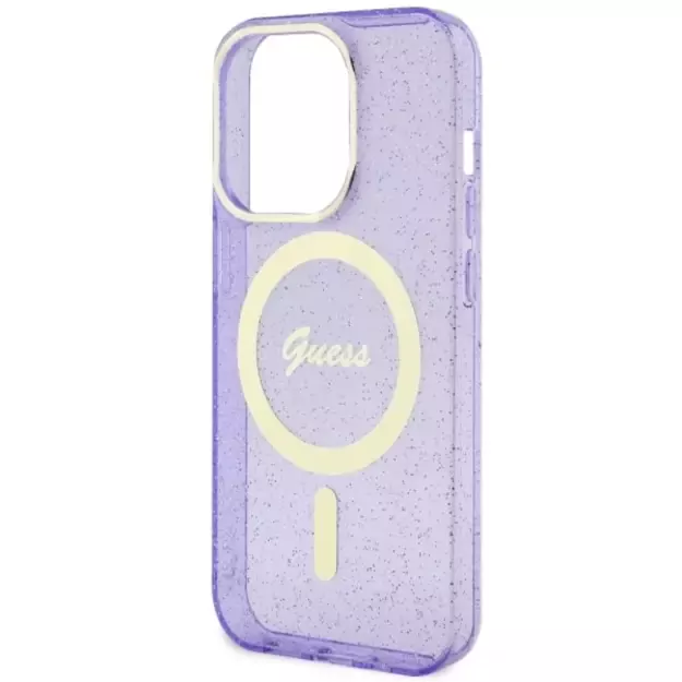 Guess GUHMP14LHCMCGU iPhone 14 Pro 6.1  purple/purple hardcase Glitter Gold MagSafe 5