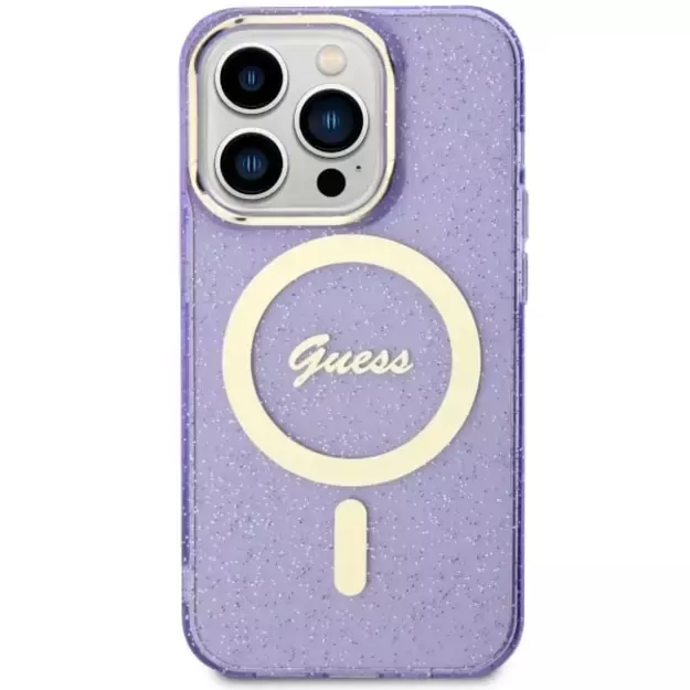Guess GUHMP14LHCMCGU iPhone 14 Pro 6.1  purple/purple hardcase Glitter Gold MagSafe 2