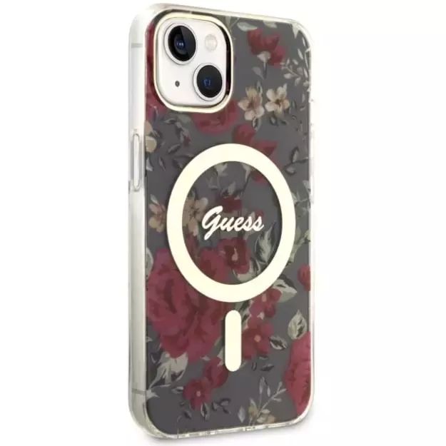 Guess GUHMP14MHCFWSA iPhone 14 Plus 6.7  green/khaki hardcase Flower MagSafe 3
