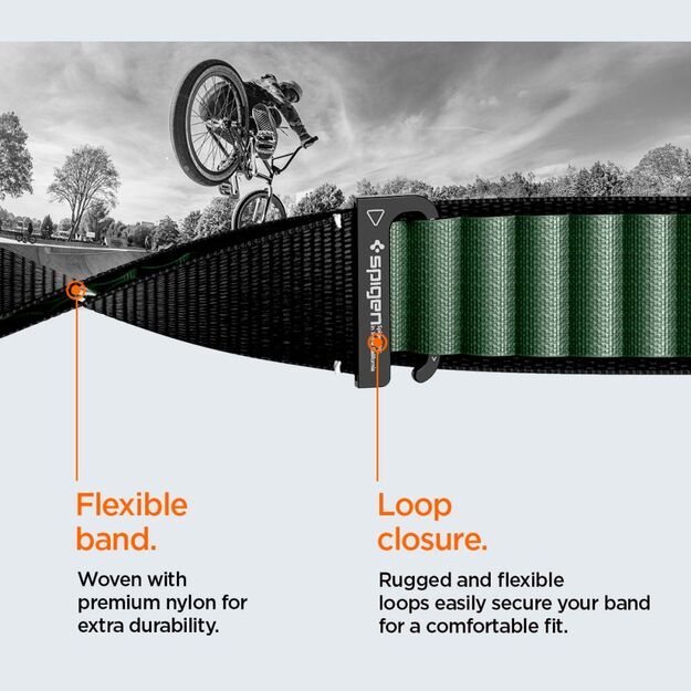 Strap Spigen WBF1 Strap for Apple Watch 44 / 45 / 46 / 49 mm - Black and Green 14