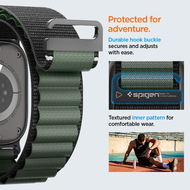 Strap Spigen WBF1 Strap for Apple Watch 44 / 45 / 46 / 49 mm - Black and Green 13