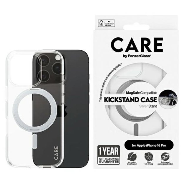 CARE by PanzerGlass Feature Kickstand Case iPhone 16 Pro 6.3&quot  silver/silver MagSafe 1326